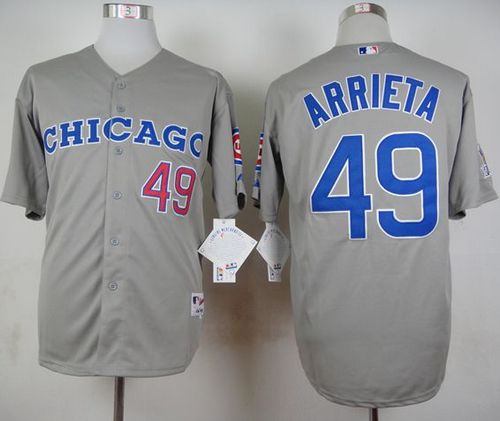 Cubs #49 Jake Arrieta Grey 1990 Turn Back The Clock Stitched MLB Jersey - Click Image to Close